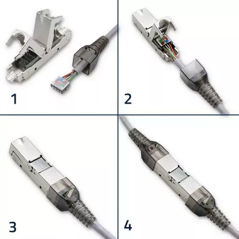 Gereedschapsloze RJ45-stekker QOLTEC 54540 CAT6 STP voor afgeschermde ethernetkabels
