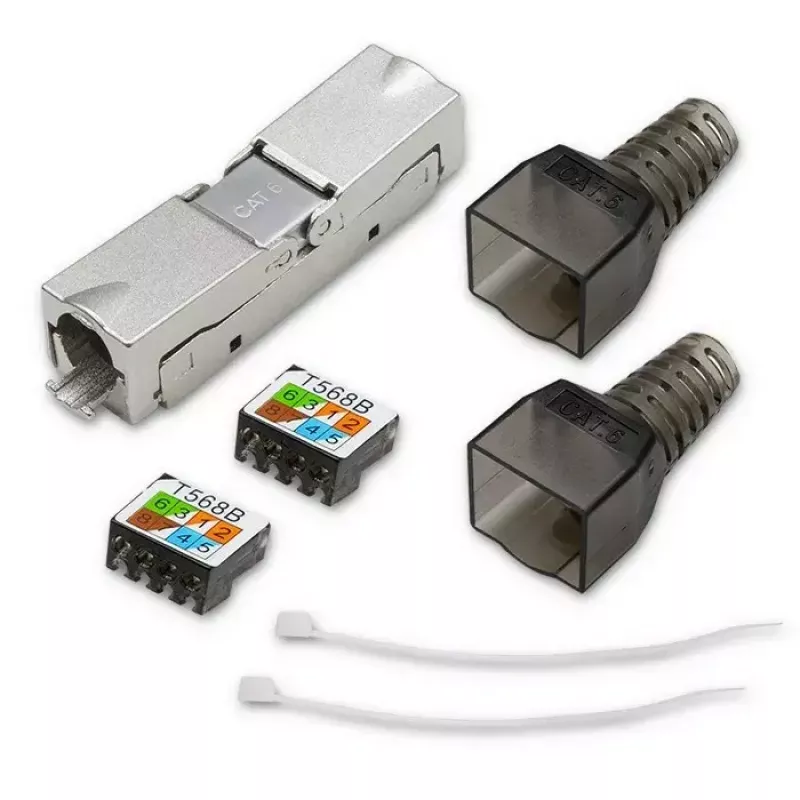 Gereedschapsloze RJ45-stekker QOLTEC 54540 CAT6 STP voor afgeschermde ethernetkabels
