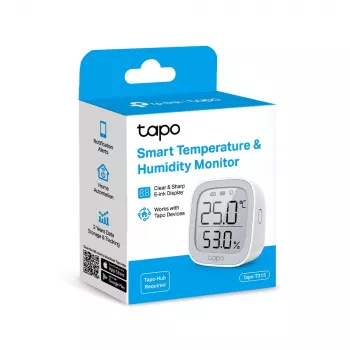 TP-Link Tapo slimme temperatuur- & luchtvochtigheidsmonitor, binnen, temperatuur- & luchtvochtigheidssensor, vrijstaand, draadloos, -20 - 60 °C, 0 - 99%