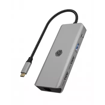 ICY BOX IB-DK4012-CPD bedraad USB 3.2 Gen 1 (3.1 Gen 1) Type-C antraciet, zwart