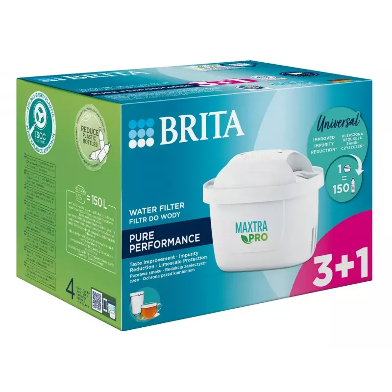 Vervangwaterfilter BRITA Maxtra PRO Pure Performance patroon, wit, 4 stuks, 150 L/maand