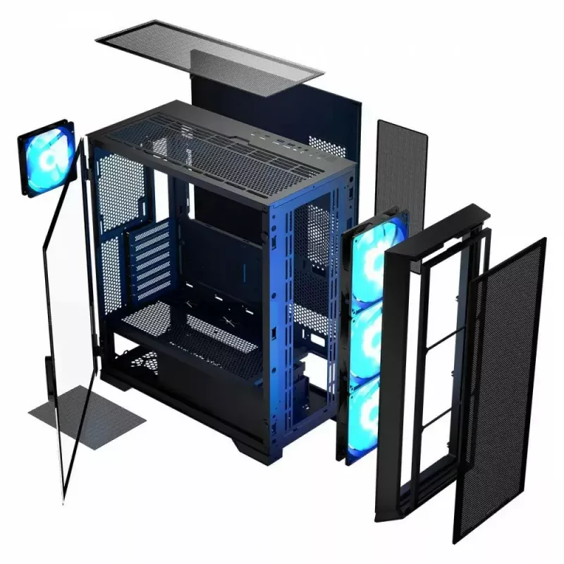 PC-behuizing MODECOM Horizon ARGB FLOW MIDI zwart — E-ATX-ondersteuning, gehard glas, ARGB, USB-C, max. GPU 400 mm