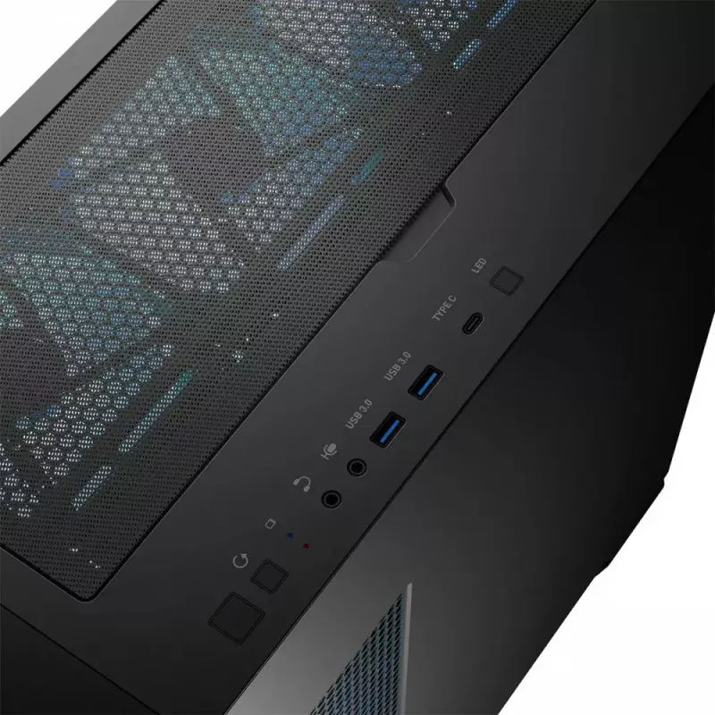 PC-behuizing MODECOM Horizon ARGB FLOW MIDI zwart — E-ATX-ondersteuning, gehard glas, ARGB, USB-C, max. GPU 400 mm