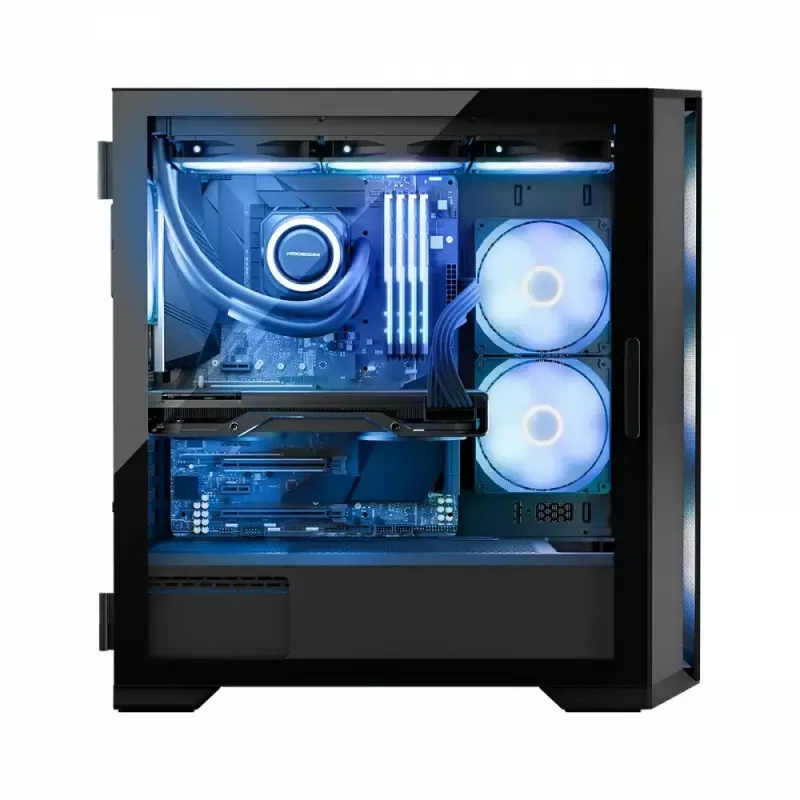 PC-behuizing MODECOM Horizon ARGB FLOW MIDI zwart — E-ATX-ondersteuning, gehard glas, ARGB, USB-C, max. GPU 400 mm