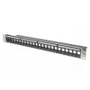 DIGITUS modulair patchpanel, afgeschermd 24-poorts, onbezet, 1U, rackmontage, kleur zwart transparante labelvelden