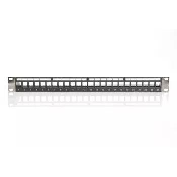 DIGITUS modulair patchpanel, afgeschermd 24-poorts, onbezet, 1U, rackmontage, kleur zwart transparante labelvelden