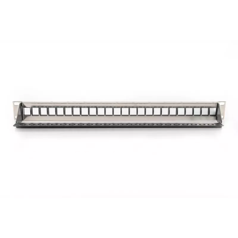 DIGITUS modulair patchpanel, afgeschermd 24-poorts, onbezet, 1U, rackmontage, kleur zwart transparante labelvelden
