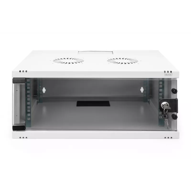 DIGITUS 4U wandmontagekast - SOHO ongemonteerd 241x540x400mm volledig glazen deur grijs