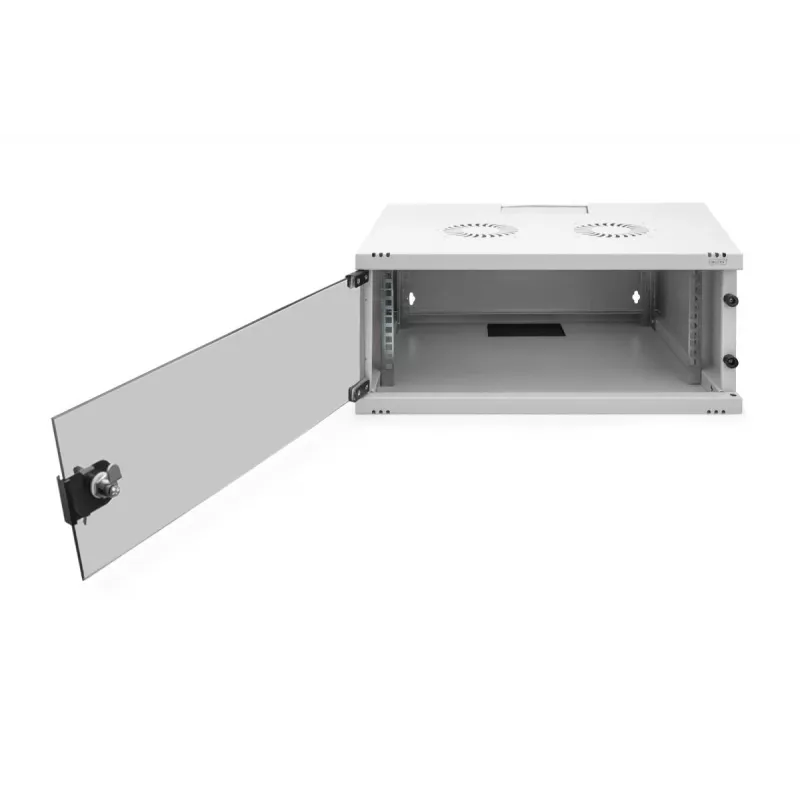 DIGITUS 4U wandmontagekast - SOHO ongemonteerd 241x540x400mm volledig glazen deur grijs
