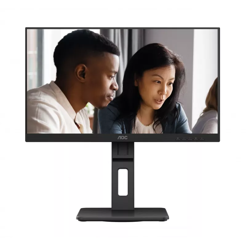 AOC 22E2UMF 21,5 inch (54,6 cm) VA-monitor, 1920 x 1080 Full HD, 75 Hz, 4 ms, HDMI, DisplayPort, VGA, USB-hub, luidsprekers, pivot, in hoogte verstelbaar, zwart
