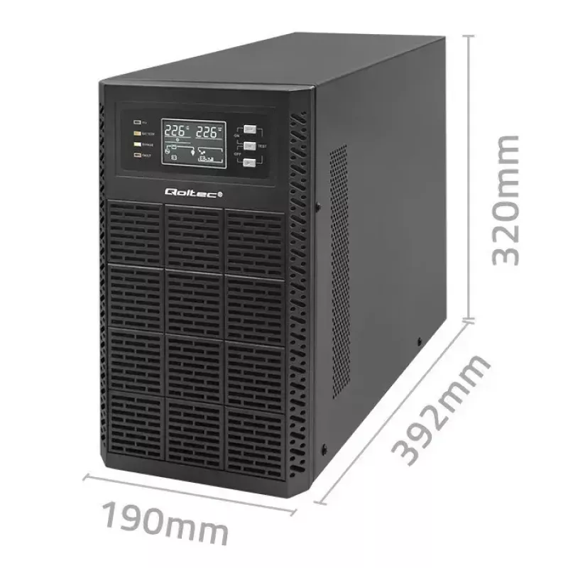 Noodstroomvoeding QOLTEC 52282 3kVA Line-Interactive met LCD-display