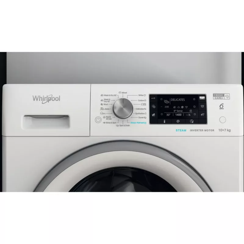 Whirlpool FFWDD 1076258 SV EE wasdroogcombinatie vrijstaand frontlader wit