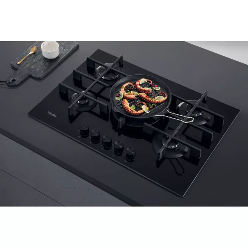 Whirlpool AKWL 728/NB zwart inbouw 75 cm gas 5 zones