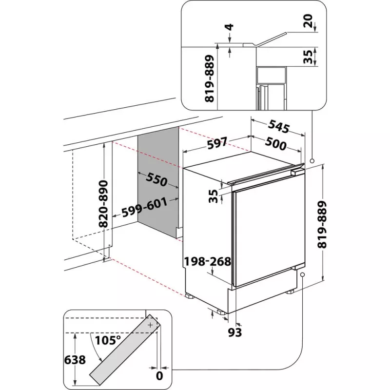 Whirlpool WBUL021 koelkast inbouw 144 L wit