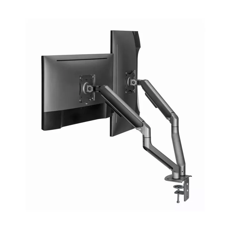 GEMBIRD verstelbare, op het bureau gemonteerde dubbele monitorbeugel, Space Grey