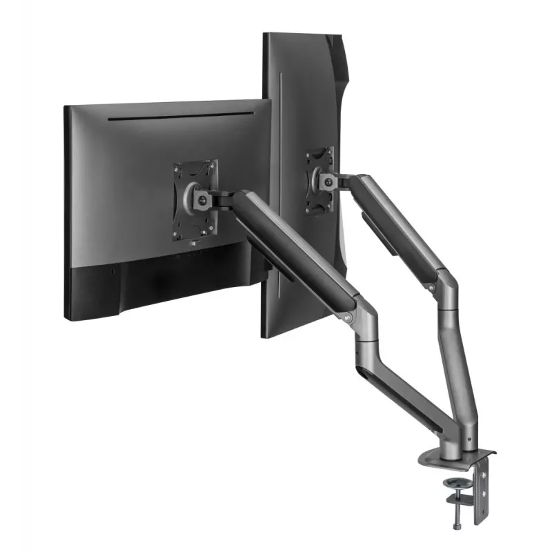 GEMBIRD verstelbare, op het bureau gemonteerde dubbele monitorbeugel, Space Grey