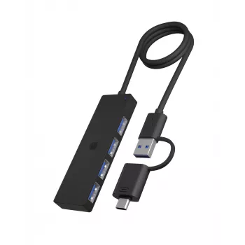ICY BOX IB-HUB1424-C3 USB 3.2 Gen 1 (3.1 Gen 1) Type-A + Type-C 5000 Mbit/s zwart