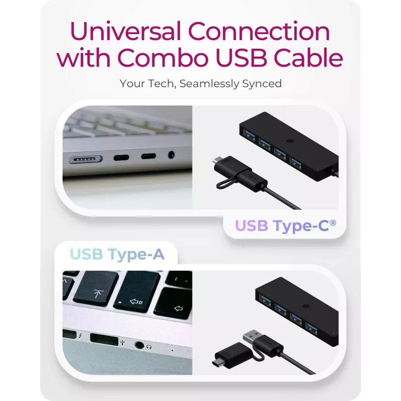 ICY BOX IB-HUB1424-C3 USB 3.2 Gen 1 (3.1 Gen 1) Type-A + Type-C 5000 Mbit/s zwart