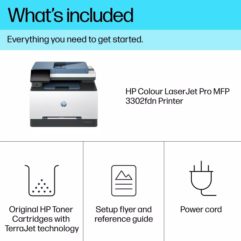 HP Color LaserJet Pro MFP 3302fdn, laser, kleurendruk, 600 x 600 DPI, A4, direct printen, blauw