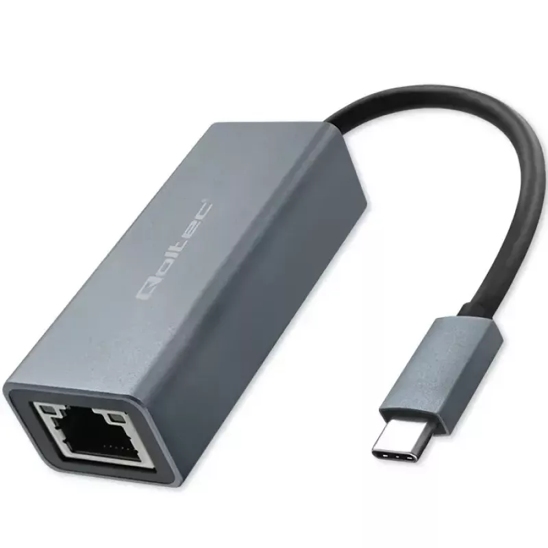 Qoltec 50352 RJ-45-interfacekaart USB Type-C bus grijs