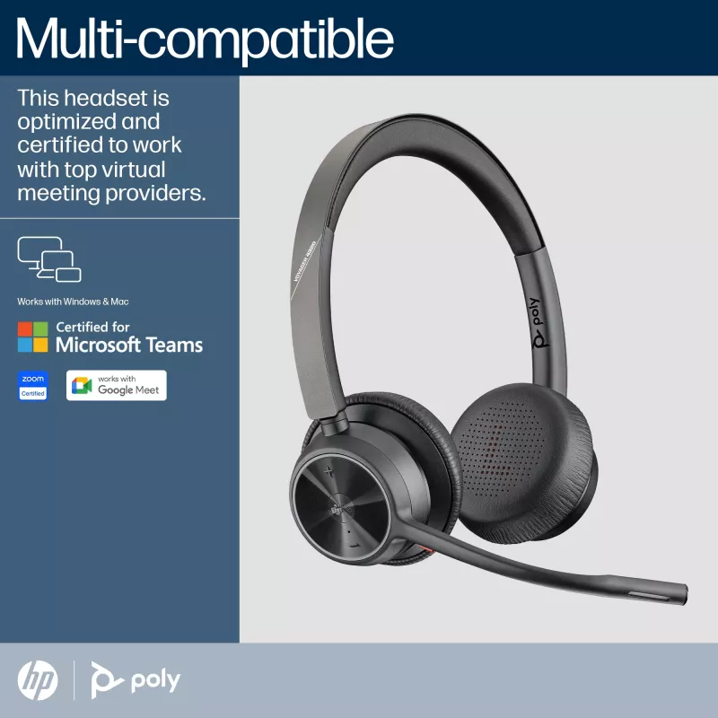 HP Poly Voyager 4320-M Microsoft Teams gecertificeerde headset +BT700-dongle +laadstation