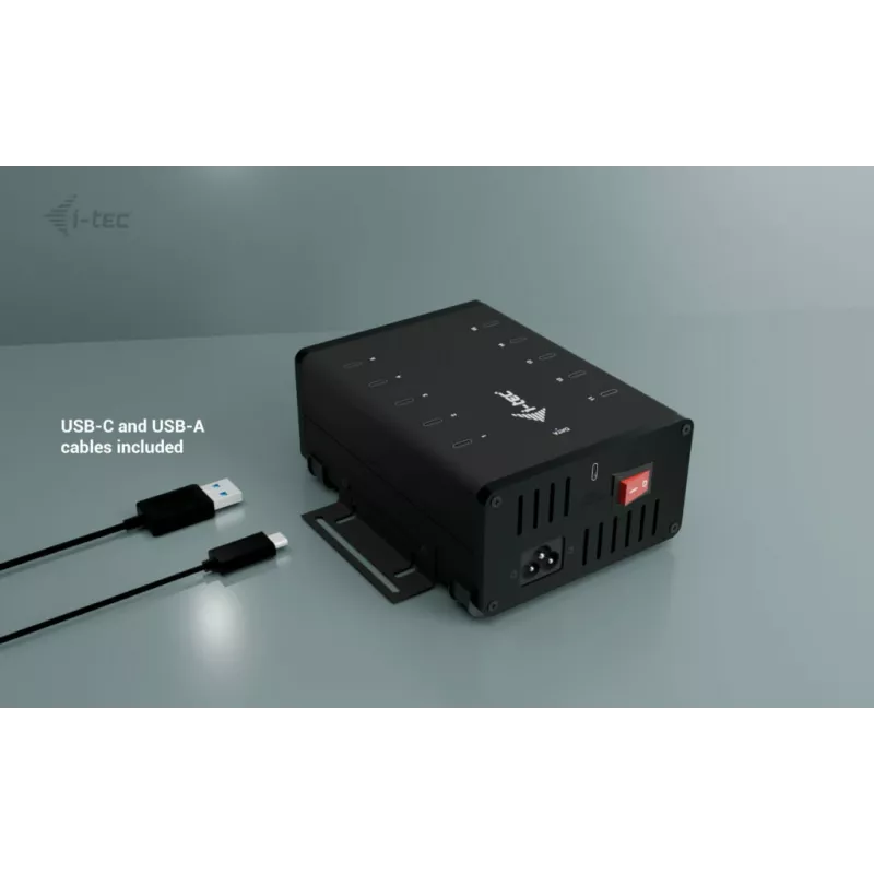i-tec USB-C/USB-A metalen laad- + datahub, 15 W per poort, 10x USB-C