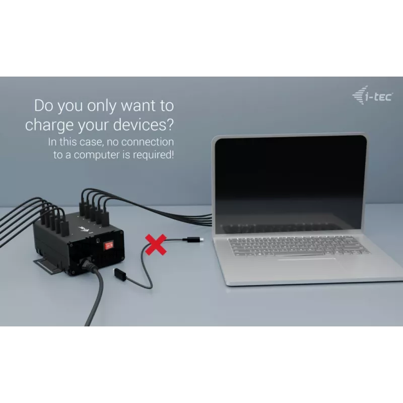 i-tec USB-C/USB-A metalen laad- + datahub, 15 W per poort, 10x USB-C