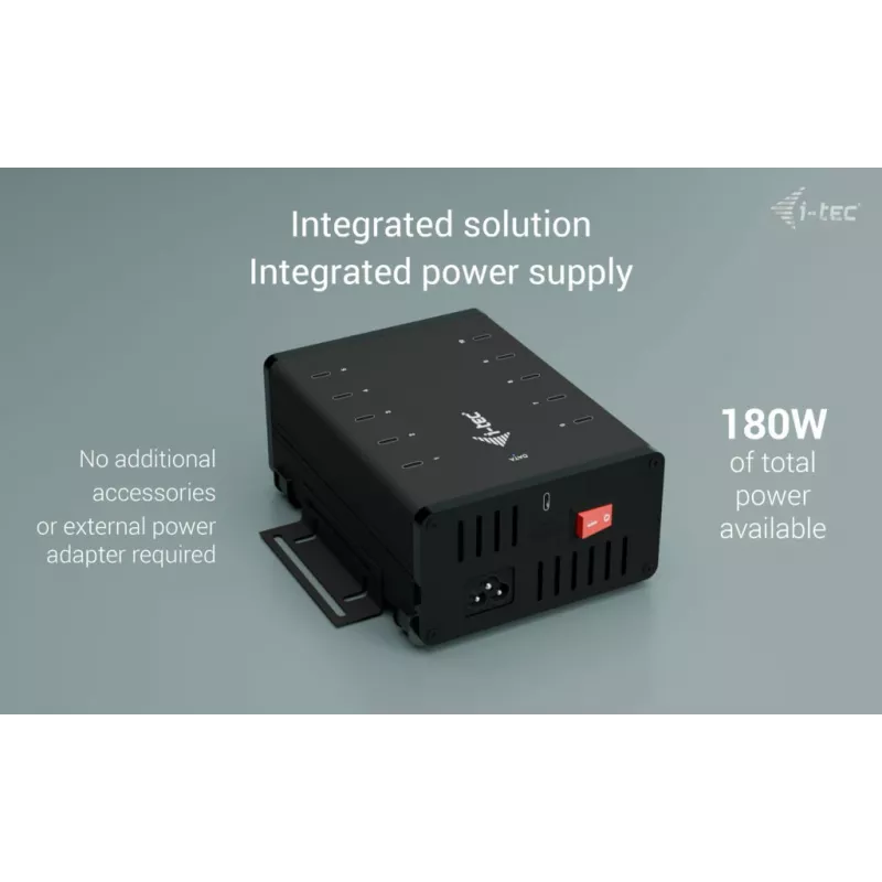 i-tec USB-C/USB-A metalen laad- + datahub, 15 W per poort, 10x USB-C