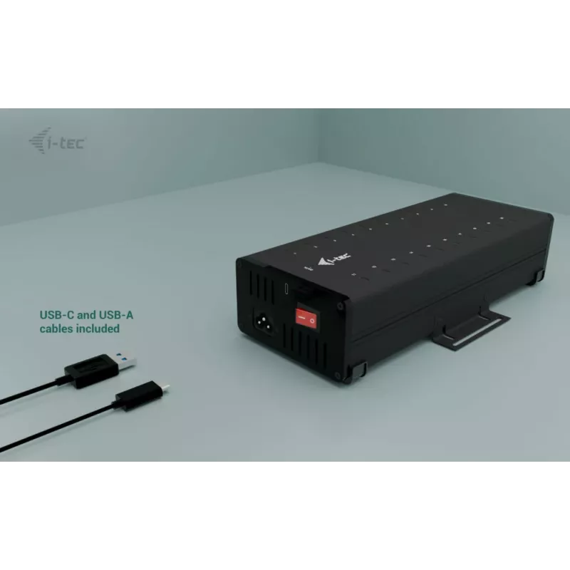 i-tec USB-C/USB-A metalen laad- + datahub, 15W per aansluiting, 20x USB-C