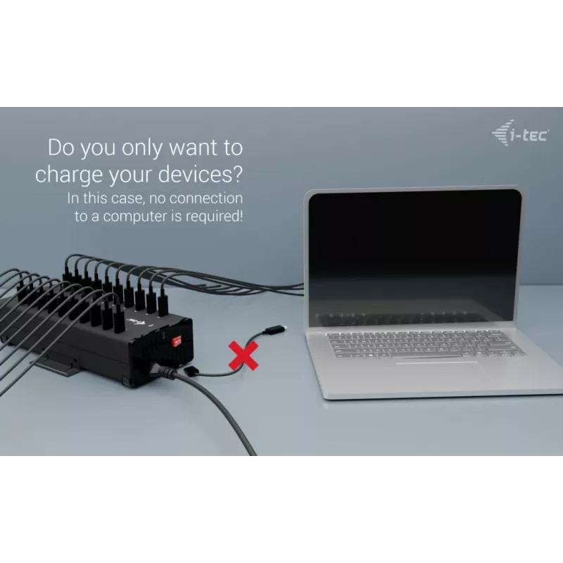 i-tec USB-C/USB-A metalen laad- + datahub, 15W per aansluiting, 20x USB-C