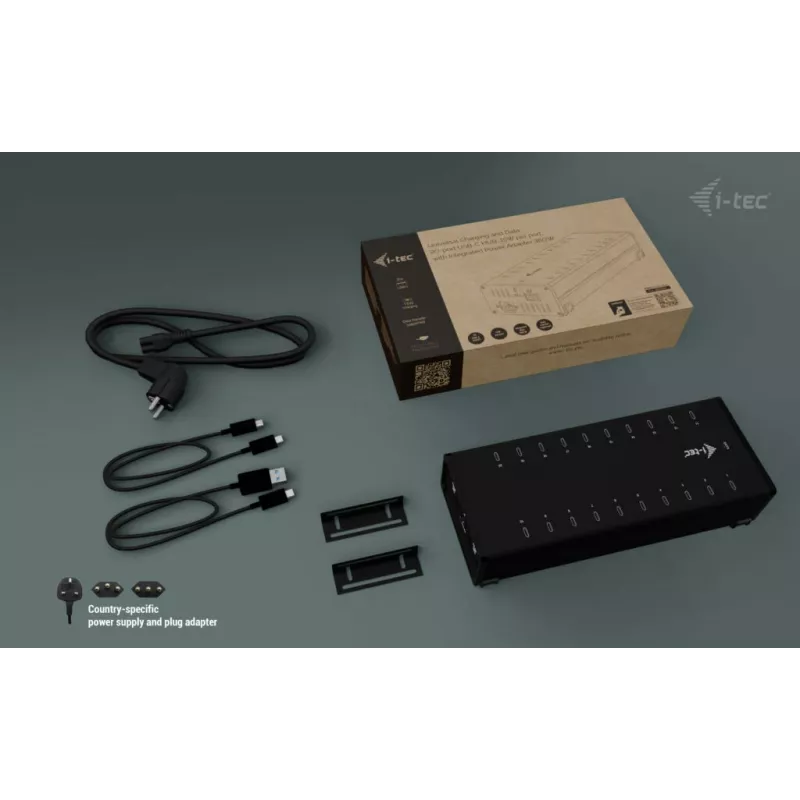 i-tec USB-C/USB-A metalen laad- + datahub, 15W per aansluiting, 20x USB-C