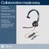 HP Poly Blackwire 3310 monaurale Microsoft Teams gecertificeerde USB-C-headset + USB-C/A-adapter
