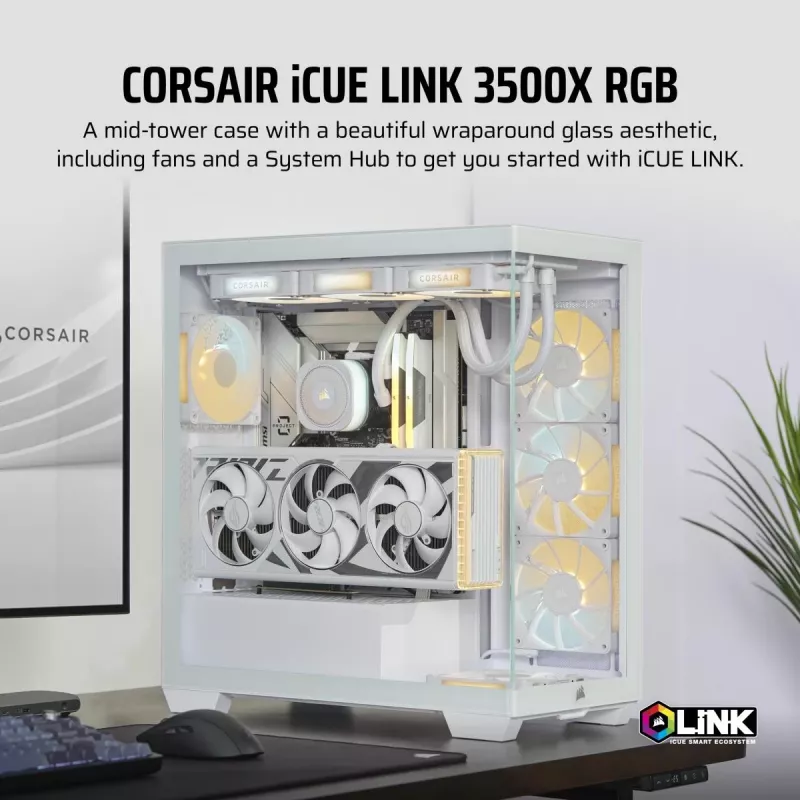 CORSAIR pc-behuizing - Icue Link 3500x RGB midtower - wit