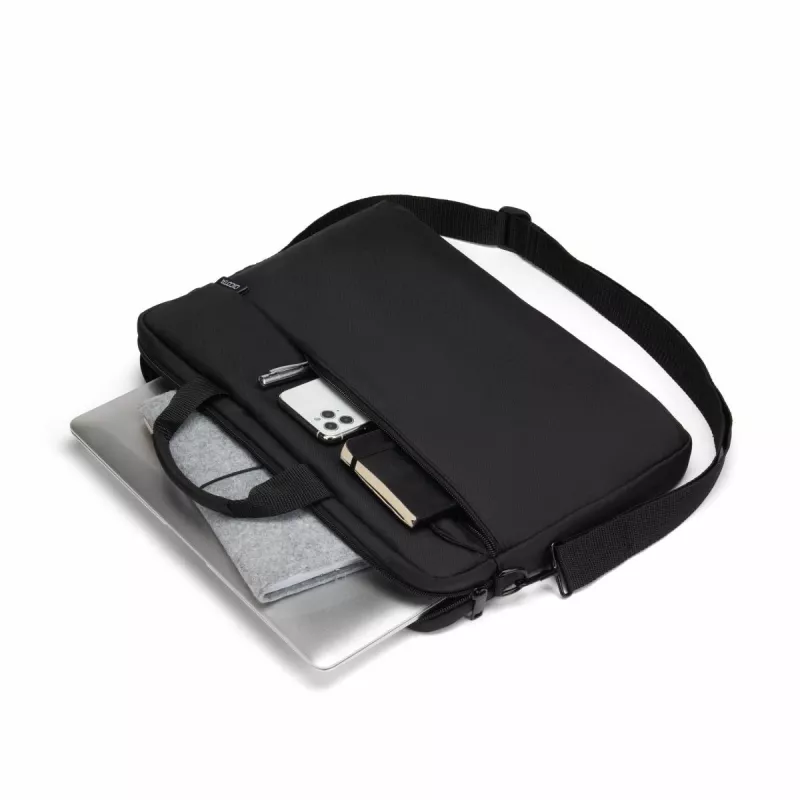 DICOTA slanke Case One - 14-16 inch notebookhoes - zwart / 300d gerecycled PET-polyester