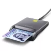 Axagon CRE-SM3T USB-A smart-/ID-kaartlezer, plat, USB 2.0, 1,3 m, zwart, 56 g