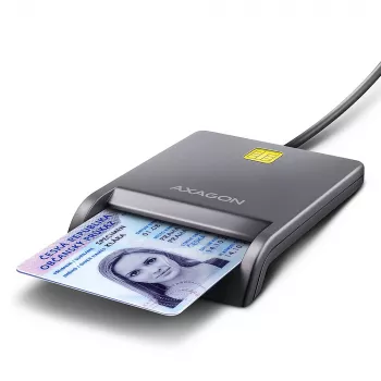 Axagon CRE-SM3T USB-A smart-/ID-kaartlezer, plat, USB 2.0, 1,3 m, zwart, 56 g