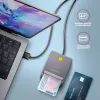 Axagon CRE-SM3T USB-A smart-/ID-kaartlezer, plat, USB 2.0, 1,3 m, zwart, 56 g