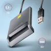 Axagon CRE-SM3T USB-A smart-/ID-kaartlezer, plat, USB 2.0, 1,3 m, zwart, 56 g