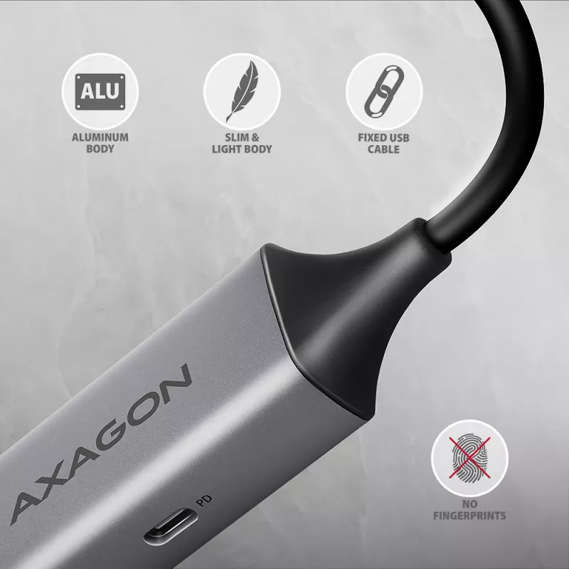 Axagon ADE-TXPD USB-C Gigabit Ethernet-adapter met PD 100W