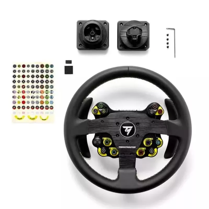 Thrustmaster Evo Racing 32R Leather zwart, geel stuurwiel pc, PlayStation 4, PlayStation 5, Xbox, Xbox One