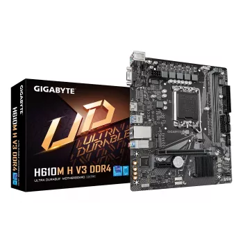 GIGABYTE H610M H V3 DDR4 moederbord - ondersteunt Intel Core 14e generatie CPU's, 4+1+1 hybride fasen digitale VRM, tot 3200 MHz DDR4, 1x PCIe 3.0 M.2, GbE LAN, USB 3.2 Gen 1