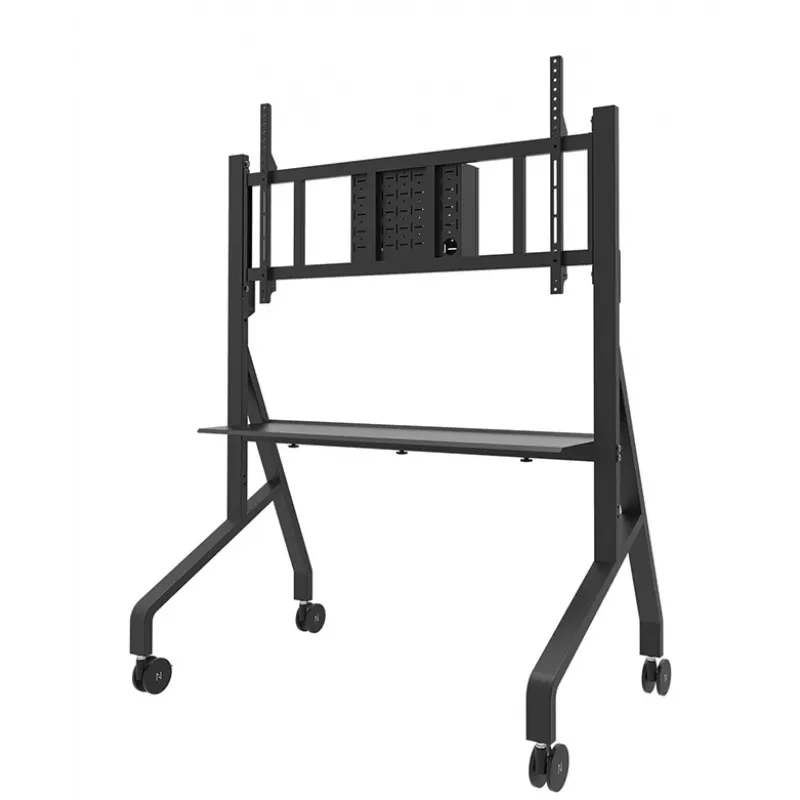 Neomounts MOVE Go XL FL50-575BL1 tv-trolley 65-110 inch, max. 125 kg, in hoogte verstelbaar 129-139 cm, VESA 100x100-1100x600, afsluitbaar, TÜV-gecertificeerd, zwart