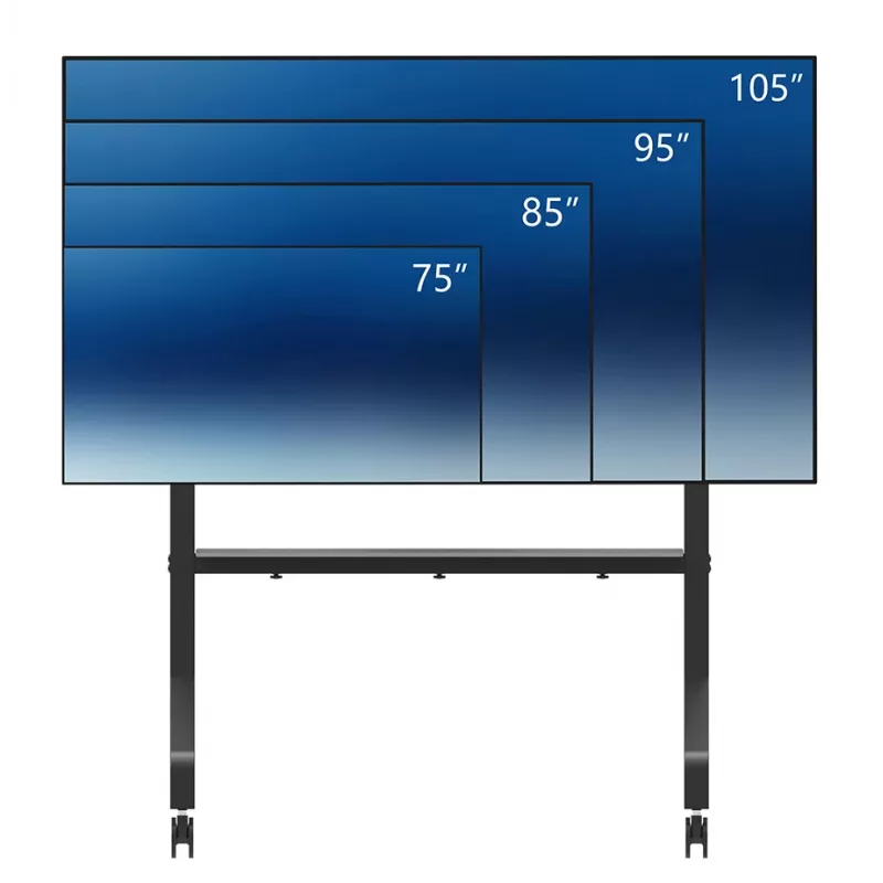 Neomounts MOVE Go XL FL50-575BL1 tv-trolley 65-110 inch, max. 125 kg, in hoogte verstelbaar 129-139 cm, VESA 100x100-1100x600, afsluitbaar, TÜV-gecertificeerd, zwart