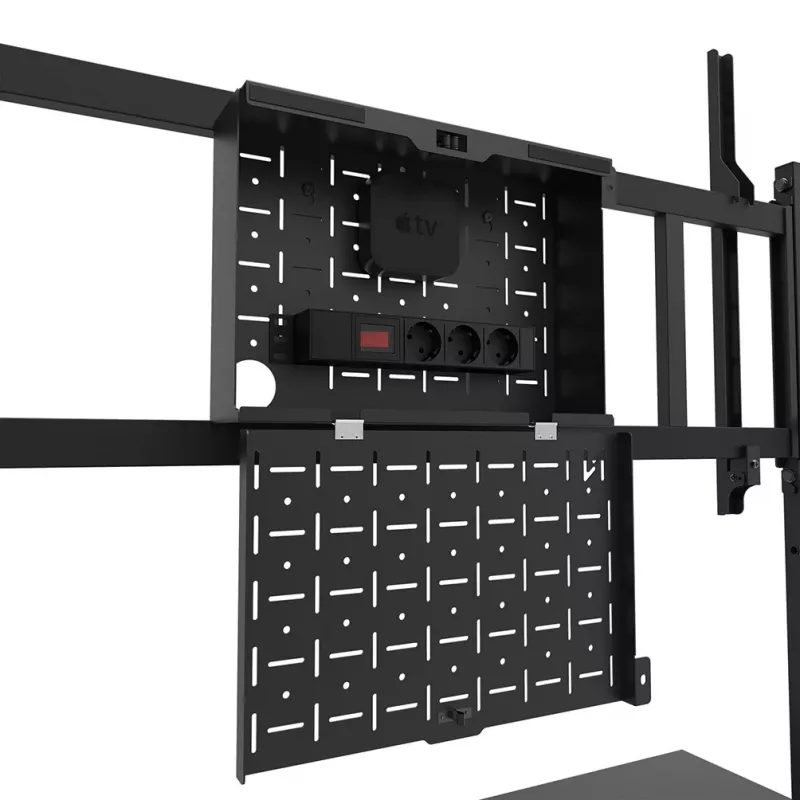 Neomounts MOVE Go XL FL50-575BL1 tv-trolley 65-110 inch, max. 125 kg, in hoogte verstelbaar 129-139 cm, VESA 100x100-1100x600, afsluitbaar, TÜV-gecertificeerd, zwart