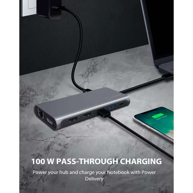ICY BOX IB-DK4050-CPD bedraad USB 3.2 Gen 1 (3.1 Gen 1) Type-C antraciet