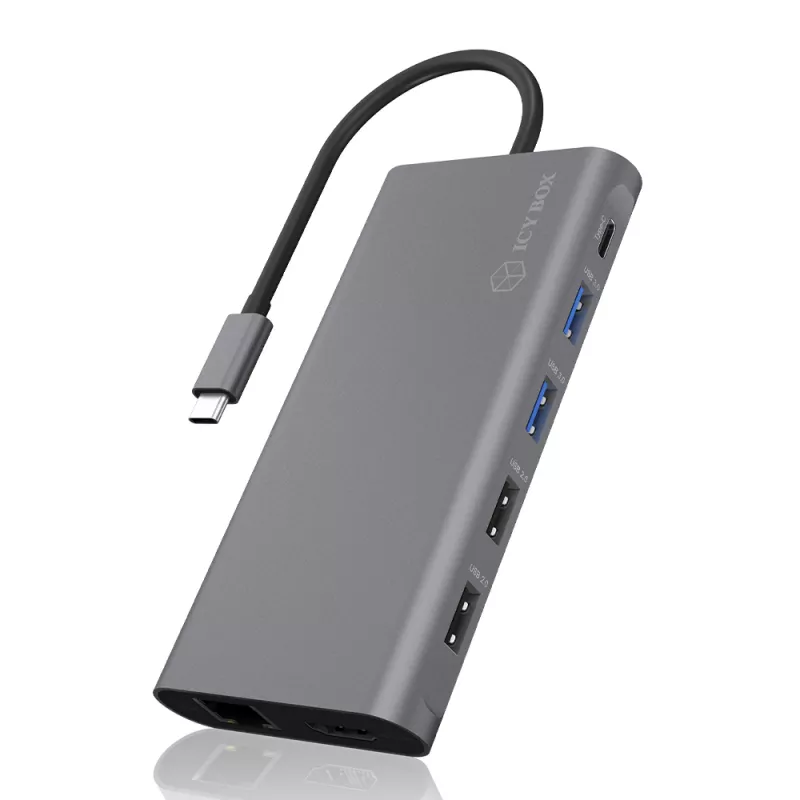 ICY BOX IB-DK4050-CPD bedraad USB 3.2 Gen 1 (3.1 Gen 1) Type-C antraciet