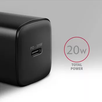 Wandlader Axagon ACU-PD20 1x QC3.0/AFC/FCP/PD Type-C 20W zwart