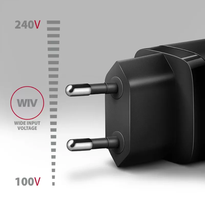 Wandlader Axagon ACU-PD20 1x QC3.0/AFC/FCP/PD Type-C 20W zwart