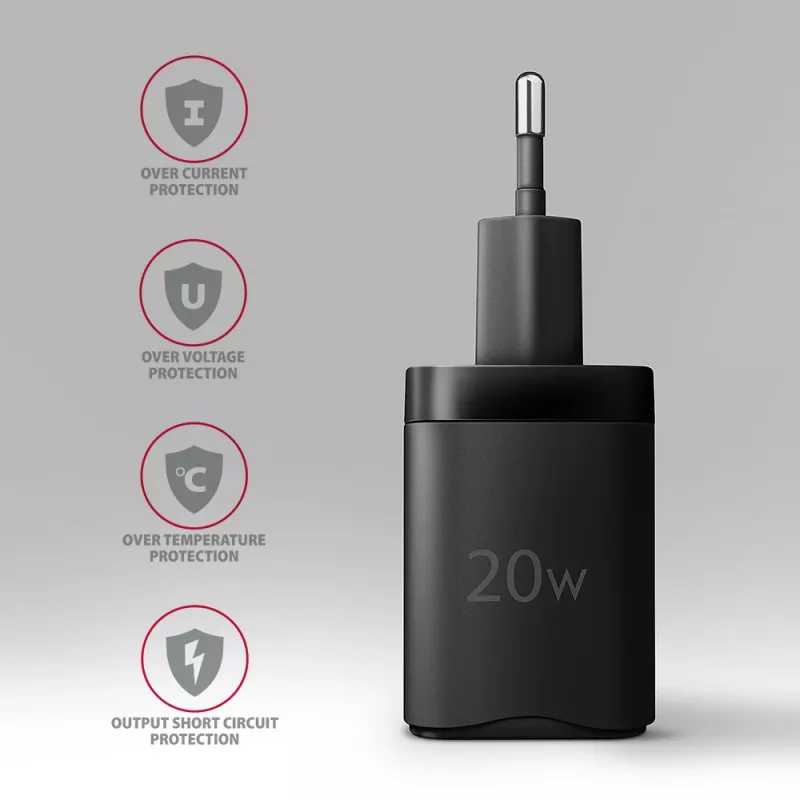 Wandlader Axagon ACU-PD20 1x QC3.0/AFC/FCP/PD Type-C 20W zwart