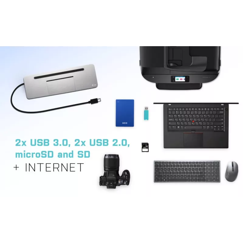 i-tec Metal SB-C ergonomisch 4K 3x display dockingstation met Power Delivery 85 W + universele oplader 100 W